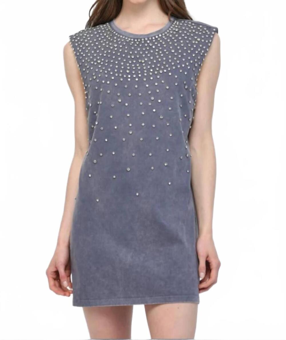 NEW FATE studded tunic mini dress in grey